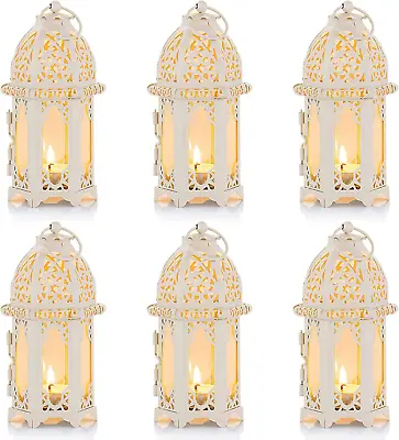 6 Pcs Moroccan Style Candle Lantern - Small Sized Tealight Candle Holder With Tr • $51.99