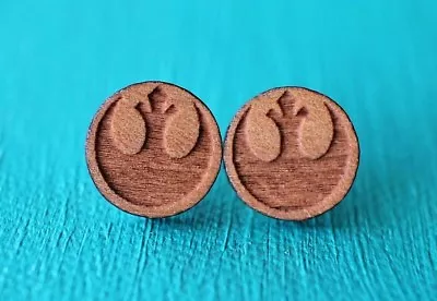  Pair- One Pair Wooden Laser Cut  Star Wars Rebel Alliance Movie Stud Earrings. • $10