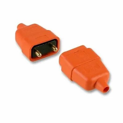 2 Pin In-Line High Impact Rubber Cable Connector 10A ORANGE Extends Mains TOOLS • £5.92