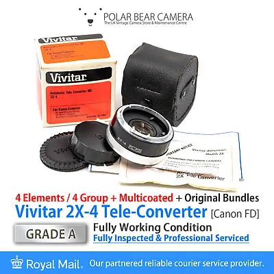 ⭐SERVICED⭐ VIVITAR Canon FD / FL 2X MC Tele Converter BOXED [GRADE A] • £30