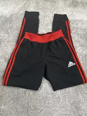 Womens Adidas Pants Sz Small Black Red Striped Track Joggers Sweatpants • $19