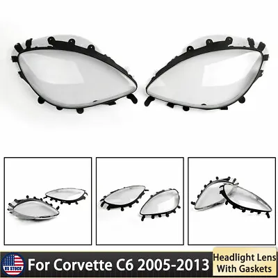 Headlight Lens Replacement Covers With Gaskets Kit For 2005-2013 C6 Corvette US • $74.94