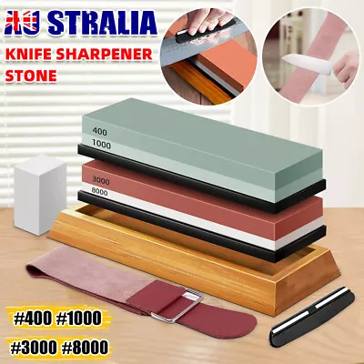 Dual Knife Sharpening Stone Set Water Whetstone Sharpener Cutter With Belt Set • $30.45