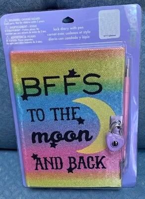 $16.54 • Buy Bffs “to The Moon And Back” Diary/journal Shimmer Lock/key Super Cute!