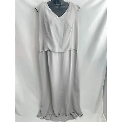 Montage By Mon Cheri Silve Long Cocktail Gown Plus Size 3X Beads Wedding Mother • $99