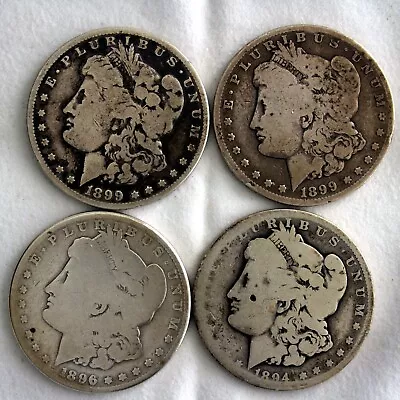 Lot Of (4) Morgan Silver Dollars 1894-O 1896 1899-O 1899-S • $44