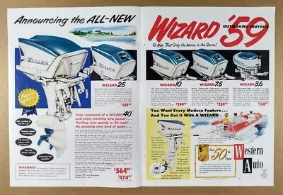 1959 Wizard 40 25 10 7.5 3.6 Outboard Motors Vintage Print Ad • $9.99