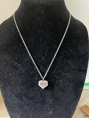 NWOT Nana  White Rhinestone Heart Pendant Necklace   Silver Tone Chain 20   M21 • $6