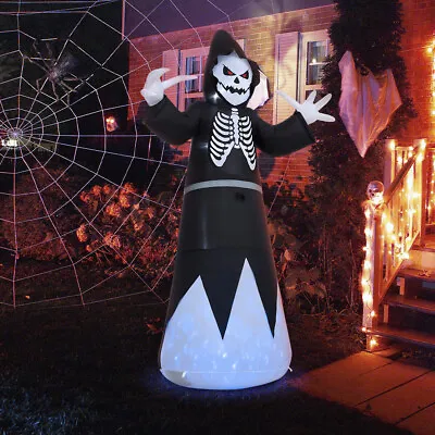 8FT Inflatable Black Grim Reaper Halloween Decoration Yard LED Lighted Garden UK • £25.95