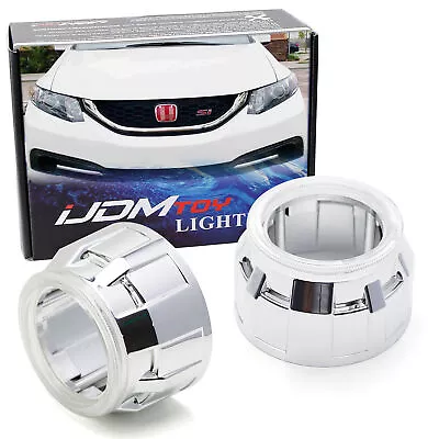 Chrome 2.5  Round W/Halo Ring Trim Mini H1 Headlamp Projector Decorative Shrouds • $15.29