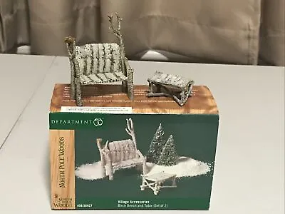 $19.99 • Buy Dept 56 North Pole Woods  - Birch Bench And Table