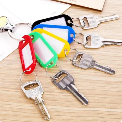 1/50pc KEY TAGS Assorted Coloured Plastic Rings ID Tags Card FOB Label Car Flats • £5.29
