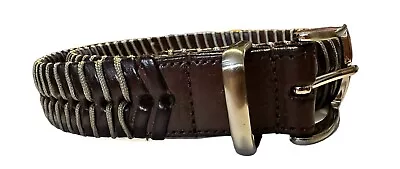 J.Crew Men’s Brown Leather Woven Belt With Silver Buckle Size 38 • $18.23