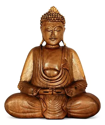 8  Wooden Meditating Buddha Statue Hand Carved Sculpture Figurine Wood Decor DM • $64.99