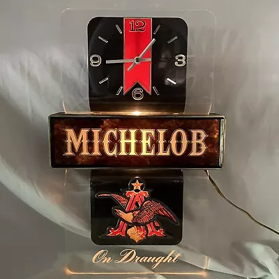 Michelob Vintage Lighted Beer Clock Sign 'On Draught' - Working • $69.99