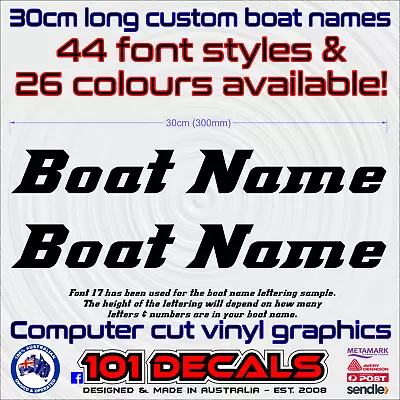 2x30cm Long Jetskitinnyrunaboutmarine CUSTOM FISHING BOAT NAME Decal Stickers • $17.95