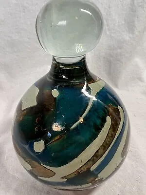 Mdina Glass Malta Art Glass Paperweight Blue And Brown • $20