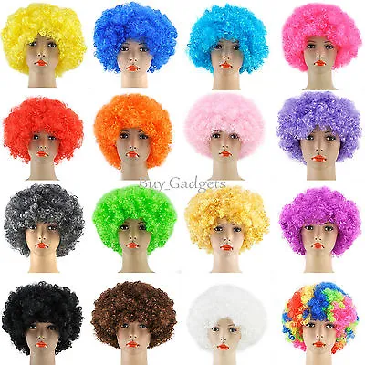 £4.95 • Buy Curly Afro Fancy Dress Wigs Funky Disco Clown Style Mens/ladies Costume 70s Hair