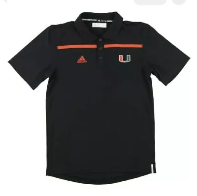 Miami Hurricanes Adidas Black Climalite Performance Coaches Polo Shirt Small NEW • $14.50