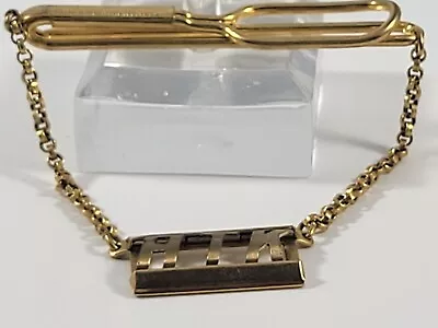 Vintage 1932 Gold Tone Signed SWANK Tie Bar Chain Initials Pat 1865995 • $24.49