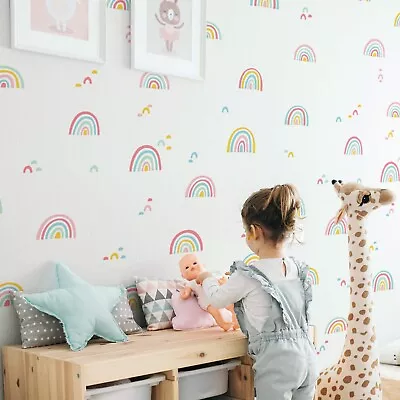 Pastel Rainbow Bohemian Wallpaper Kids Nursery Room Decoration Removable Sticker • $10.89