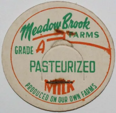 Vintage Milk Bottle Cap MEADOW BROOK FARMS Pasteurized Milk Unused New Old Stock • $7.49