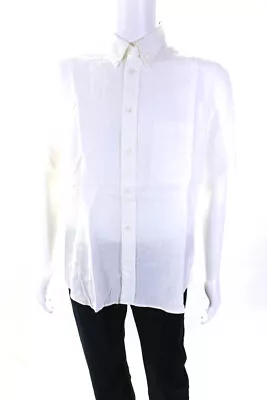 Billy Reid Mens Tuscumbia Short Sleeve Linen Button Up Shirt White Size Large • $49.99