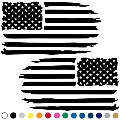 Distressed American Flag Decals Set Of 2 LEFT RIGHT Side Vinyl Tattered Sticker • $46.75