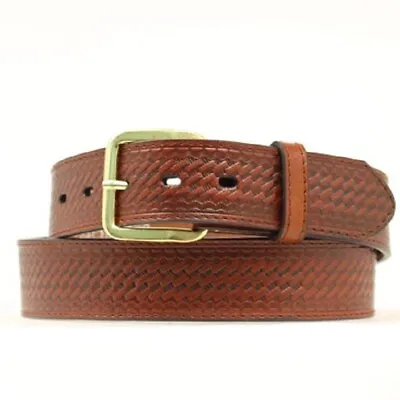 Nocona Men's Basketweave Embossed Brown Leather Belt N1012002 • $29.97