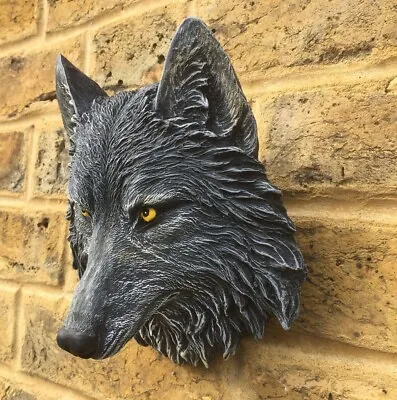 Wolf Plaque - Painted Stone Garden Ornament - Wolf418 • £25