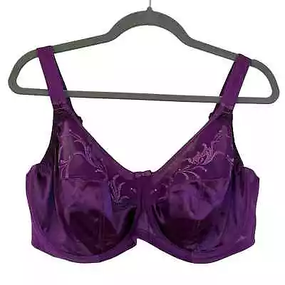 Elomi Caitlyn Underwire Embroidered Side Support Satin Bra Blackberry Purple 40F • $30