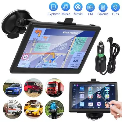 7  Car Truck Sat Nav GPS Navigation 8 GB Free Lifetime UK/EU Maps Touch Screen • £40.99