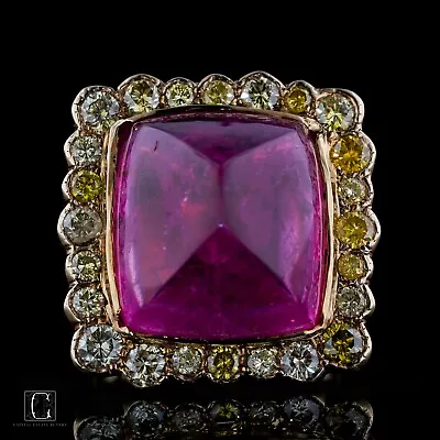 KIMBERLY MCDONALD 21.45ctw RUBELLITE TOURMALINE YELLOW DIAMOND 18k GOLD RING • $8999.99