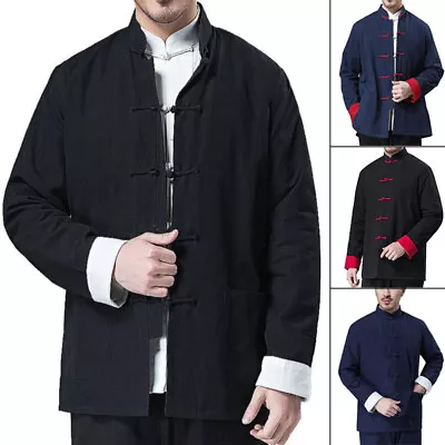 Mens Traditional Chinese Tang Suit Coat Jacket Martial Arts Kung Fu Tops 6 Color • $26.09