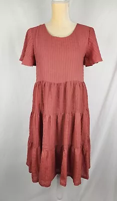 Mikarose Textured Tiered Flowy Women's Flared Sleeve Skater Dress Sz XS • $29.24