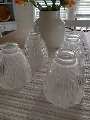 Set Of 4 Vintage Etched Glass Light~Ceiling Fan Globes • $44.95