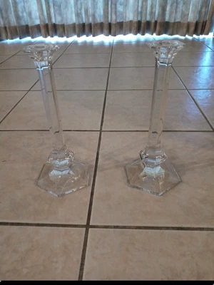 $79.99 • Buy PAIR Of VAL ST. LAMBERT ELYSEE 11 1/2  CRYSTAL CANDLE STICKS