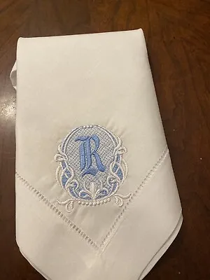 Linen/Cotton Blend 22 Inch Hemstitched Personalized Monogrammed Napkins White • $11