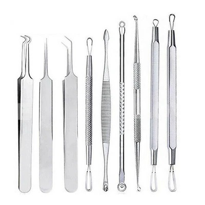 $7.15 • Buy 9PCS Blackhead Remover Extractor Tool Pimple Blemish Popper Comedone Kit Clip
