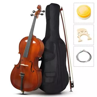 Full-Size Cello Beginner Cello 4/4 Acoustic Cello Set With Portable Bag • $199.99