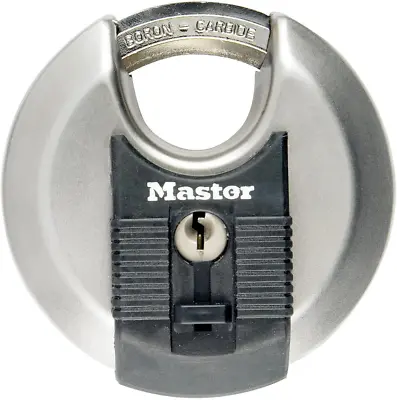 MASTER LOCK Heavy Duty Disc Padlock [Key] [Stainless Steel] [Outdoor] M40EURD - • £17.68