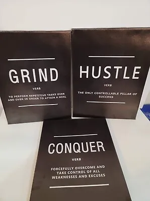 Motivational Canvas Wall Art Grind Hustle Conquer Office Wall Decor • $6.50