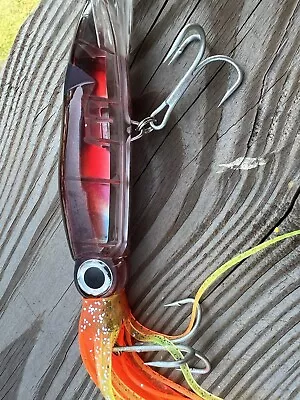 Calamari Vibe Squid Lure Hand Painted Sunset Holo Tuna Wahoo Cobia • $4.89