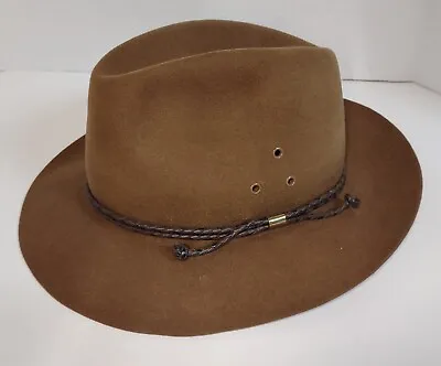 John B Stetson Co Royal Stetson Light Brown Vented Felt Fedora Hat Size 7 1/4 • $99.88