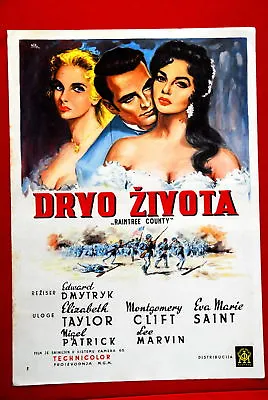 Raintree County Elizabeth Taylor Montgomery Clift 1959 Unique Art Movie Poster • $100.49