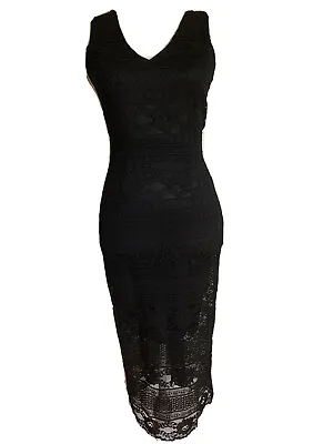 NEW HM H&M Woman’s Sleeveless Lace Pencil Dress Black Sz XS • $17.99