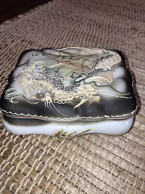 Vtg Mid Century Dragon Porcelain Trinket Box • $24.99