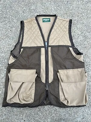 Vintage SAFTBAK Men's Hunting Vest W/ Back Pouch Padded Shoulders Brown & Tan • $13.99