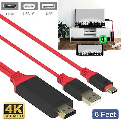Type C USB To HDMI HDTV/TV Cable For Samsung Galaxy S8 S9 S10 Plus Macbook • £8.99