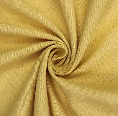 Linen Mix Fabric - Mustard - Plain Linen Craft Dress Fabric Material Metre • £7.99